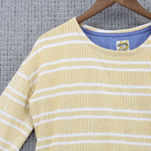 Mantaray Faithful And True Shirt Top Womens Size 14 Gold Striped 3/4 Sleeve - Picture 4 of 9